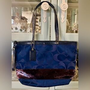Vintage Coach Signature Sateen Sequin Shoulder Bag